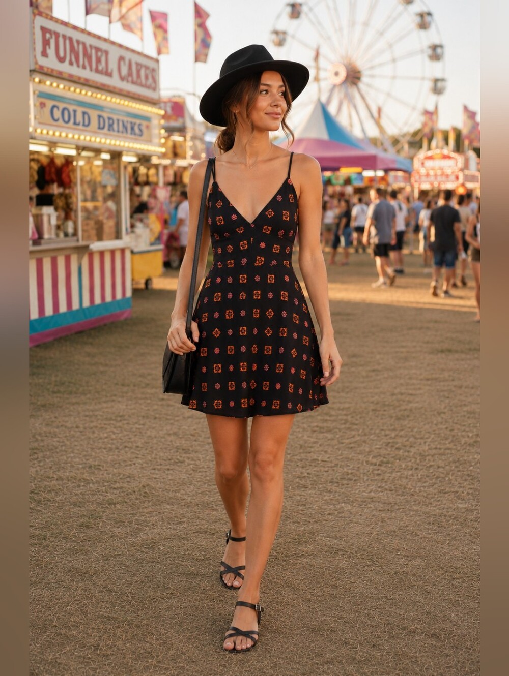 Ecoté Urban Outfitters Clementine Plunging Fit & Flare Mini Dress Boho Women's 0